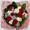 BOU0073 Bouquet de roses blanche et Rouge